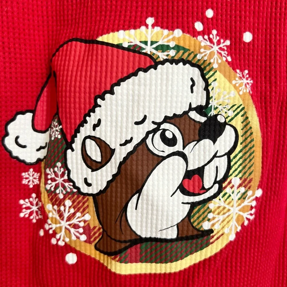 BUC-EES Youth Beaver Christmas Onesie Pajamas  Front Zip Large Family PJs Bucees